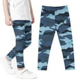 thumbnail image 1 of Girls Leggings Size 7-8 Fleece Lined Thin Tie Dye Pants Stretch Leggings Athletic Pants Camouflage Printed Pants Tights Sweatpants Cute Sports Pants Blue 4 Years, 1 of 5