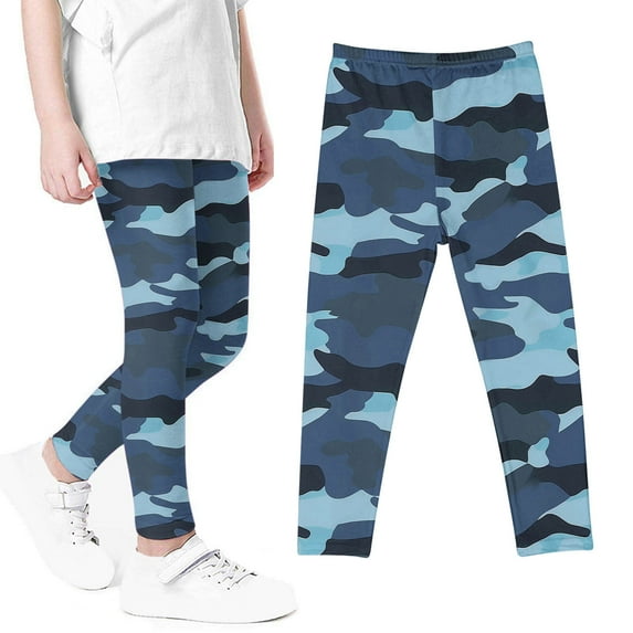 Girls Leggings Size 7-8 Fleece Lined Thin Tie Dye Pants Stretch Leggings Athletic Pants Camouflage Printed Pants Tights Sweatpants Cute Sports Pants Blue 4 Years