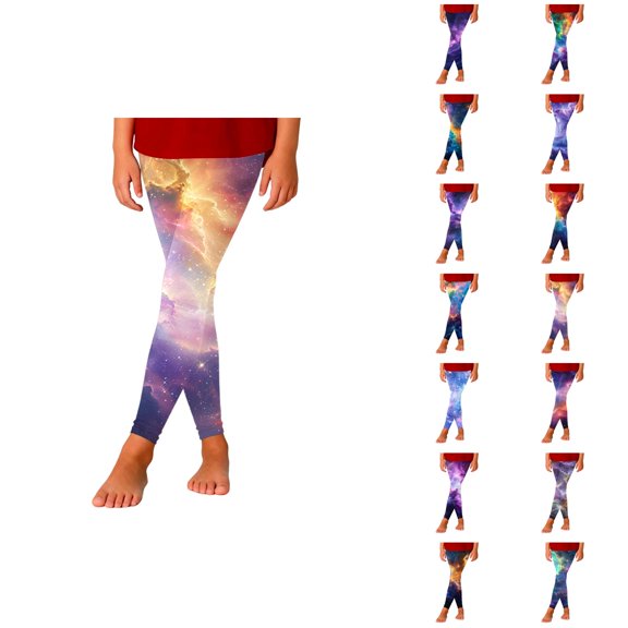 Girls Leggings Starry Sky Printed Pants Full Ankle Length Slim Fit Medium Thick Tights Pants