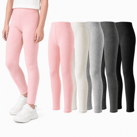 Girls Leggings Toddler 5 Pack Cotton Full‑Length Stretch Pants Basic Kids Daily Wear 3T‑12