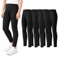 thumbnail image 1 of Girls Leggings Toddler 5 Pack Cotton Full‑Length Stretch Pants Basic Kids Daily Wear 3T‑12, 1 of 1