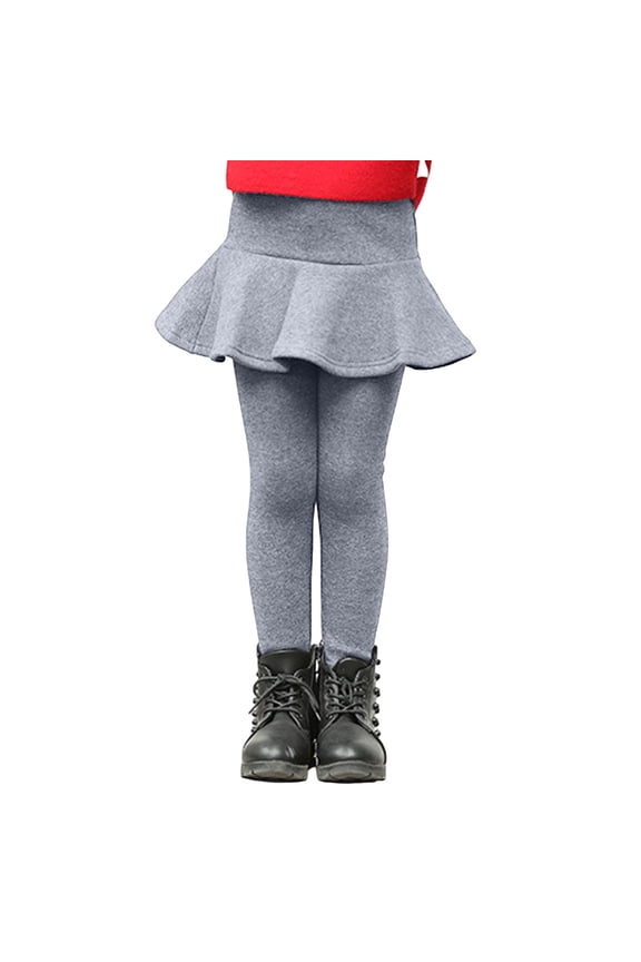 Girls Leggings Toddler Girls Pants Stretchy Cotton Pantskirt Fleece Lined Leggings School Uniform Pants Winter Warm Pants For Toddler Girls Size 7-8