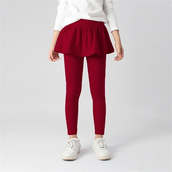 Girls Leggings Toddler Girls Pants Stretchy Cotton Pantskirt Lined Leggings School Uniform Tutu Fall Winter Warm Pants for Little Kid/Big Kid 8T