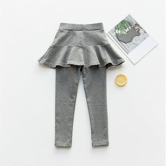 Girls Leggings Toddler Pants Leggings for Girls School Uniform Tutu Kids Ruffle Skirt Pull On Warm Clothes Dark Gray 4-5 Years