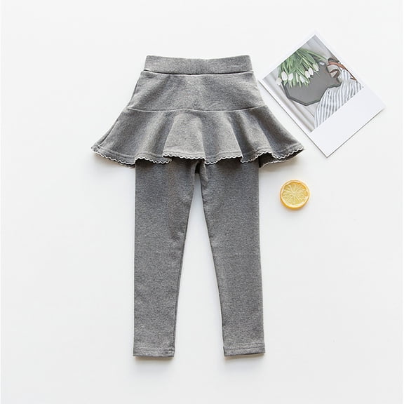 Girls Leggings Toddler Pants Leggings for Girls School Uniform Tutu Kids Ruffle Skirt Pull On Warm Clothes Dark Gray 7-8 Years