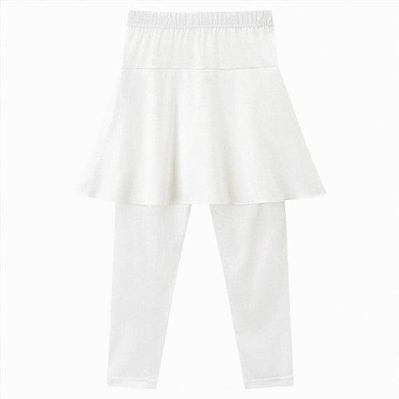 Girls Leggings With Skirt High Waisted Tennis Athletic Flowy Skirted Legging For Kid 8-9 Years,White Caqnni
