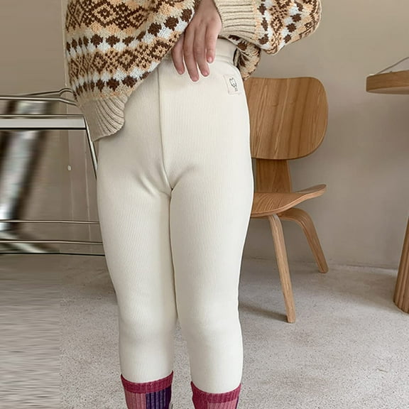 Girls Leggings Yoga Pants for Girls Full Length Stretchy Pants Toddler Kids Solid Basic Leggings Beige 80