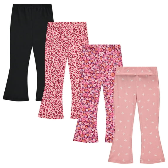 Girls Leggings and Flared Pants Set Comfortable, Stylish, and Versatile Pack of 4