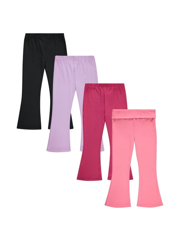 Girls Leggings and Flared Pants Set Comfortable, Stylish, and Versatile Pack of 4