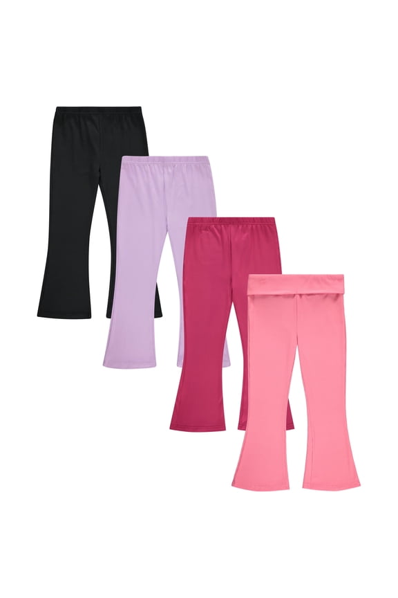 Girls Leggings and Flared Pants Set Comfortable, Stylish, and Versatile Pack of 4