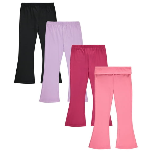 Girls Leggings and Flared Pants Set Comfortable, Stylish, and Versatile Pack of 4