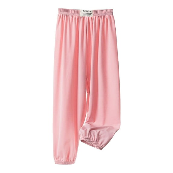 Girls Leggings with Pocket Toddler Kids Baby Girls Fashion Cute Sweet Ice Silk Wide Leg Pants Trousers Pants Leggings Pinks 9-10years