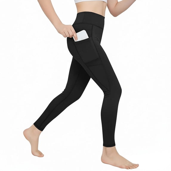 Girls Leggings with Pockets - High Waisted Soft Yoga Workout Athletic Dance Running Pants