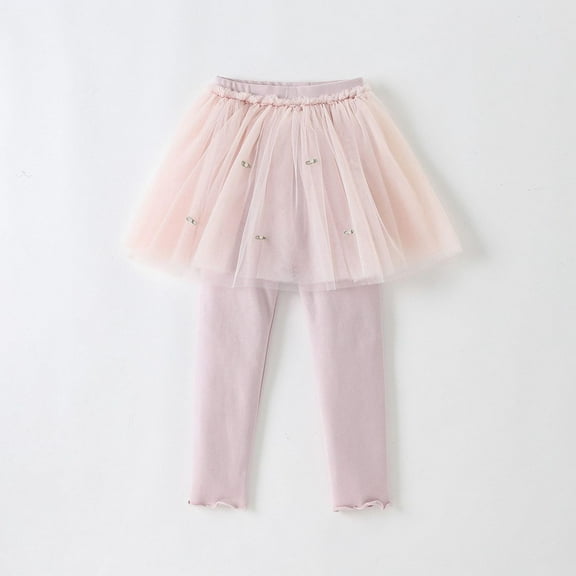 Girls Leggings with Skirt Ruffle Tutu Kids Clothes School Uniform Pants for Girls Pink 4 Years