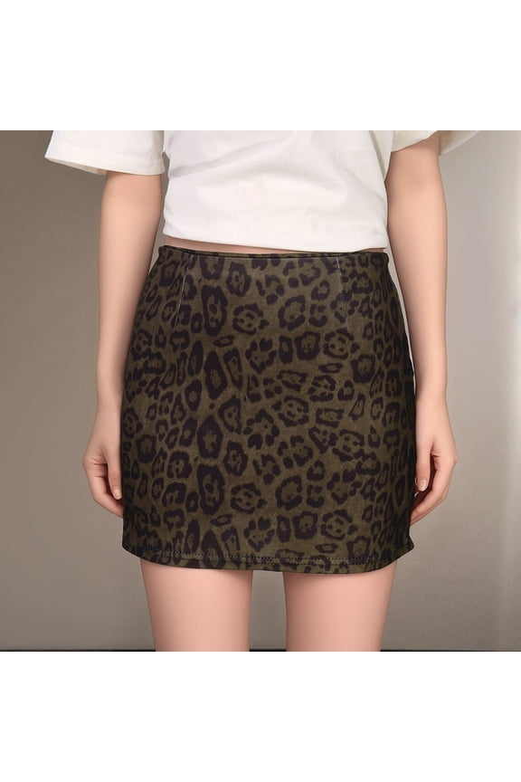 Girls Leopard Print Mini Skirt High Waist Bodycon Pencil Skirt Streetwear And Casual Outfits for Girl Coffee Size 7-8 Years