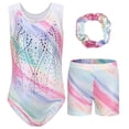 thumbnail image 1 of Girls' Leotard Gymnastics Dance Shorts Headband Set Kids Gymnastics Jersey Shorts Gymnastics Sleeveless Dance Clothing, 1 of 6
