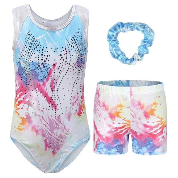 Girls' Leotard Gymnastics Dance Shorts Headband Set Kids Gymnastics Shorts Gymnastics Sleeveless Leotard Dance Clothing