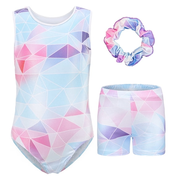 Girls' Leotard Gymnastics Dance Shorts Headband Set Kids Sleeveless Activewear Spring PE Class Outdoor Sports