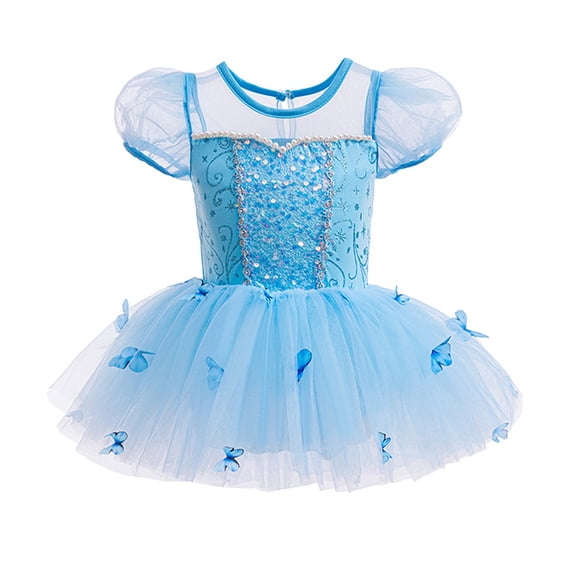 Girls Leotards Ballet Dance Skirted Tutus Short Sleeve Dancewear