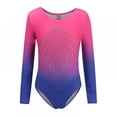 thumbnail image 1 of Girls Leotards Gymnastic Ballet Onesies Long Sleeve Stretchy Colorful Shiny Dancewear Leotard for Kid Girl, 5-12 Years, 1 of 7