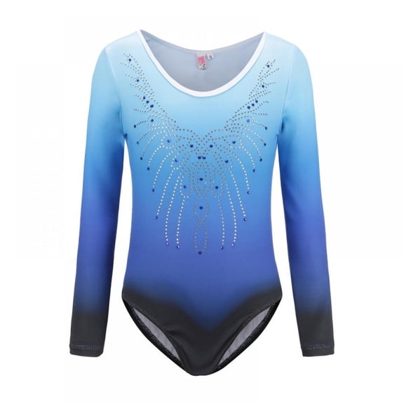 Girls Leotards Gymnastic Ballet Onesies Long Sleeve Stretchy Colorful Shiny Dancewear Leotard for Kid Girl, 5-12 Years