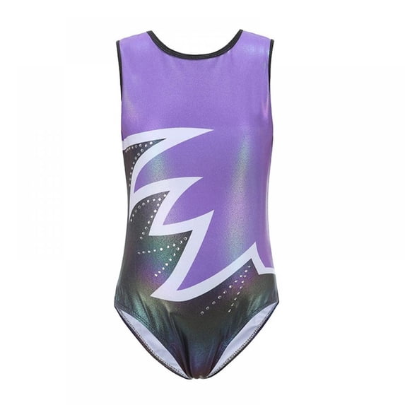 Girls Leotards Gymnastic Dance Onesies Ballet Tank Sleeveless Colorful Shiny Leotard, for 5-14 Years
