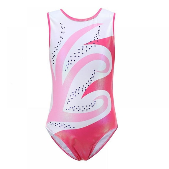 Girls Leotards Gymnastic Dance Onesies Ballet Tank Sleeveless Colorful Shiny Leotard, for 5-14 Years