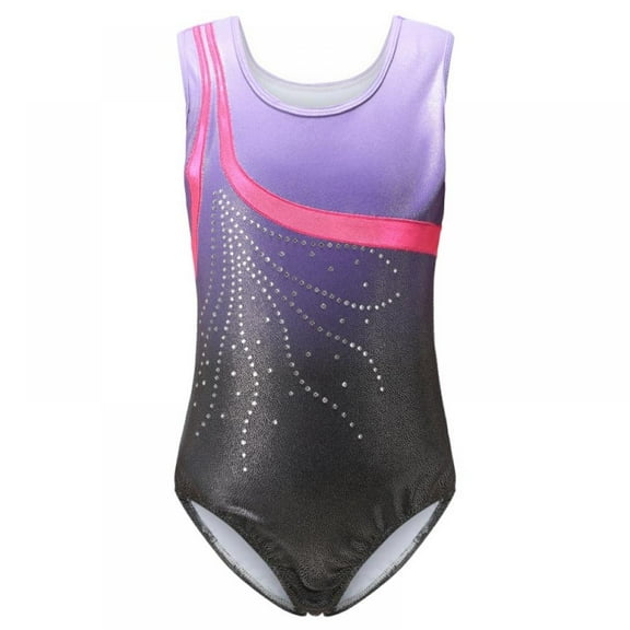 Girls Leotards Gymnastic Dance Onesies Ballet Tank Sleeveless Colorful Shiny Leotard, for 5-14 Years