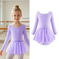 thumbnail image 1 of Girls Leotards for Ballet Long Sleeve Purple Girls Leotard with Skirt Kids Ballet Outfit Leotard for Girls 4-5 Years, 1 of 6