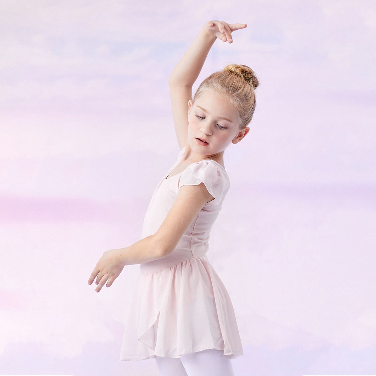 Girls Leotards for Dance Short Sleeve Slimming Ballet Ruffle Hem Dancewear Outfits Dresses 4-15 Years, Pink, 15 Years