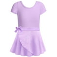 thumbnail image 1 of Girls Leotards for Gymnastics Short Sleeve Ballerina Leotard with Removable Sequins Skirt Set Purple 7-8Years, 1 of 5