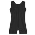 thumbnail image 1 of Girls Leotards for Gymnastics Size 6-7 Years Old Black Shiny Biketards with Shorts, 1 of 7