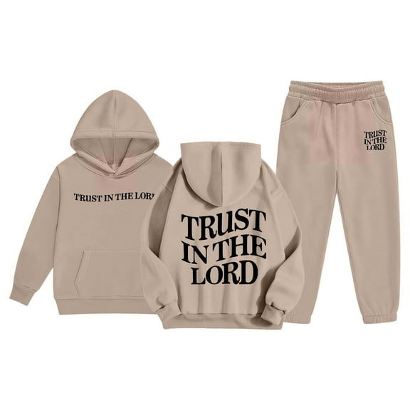 Girls Letter Graphic Print Long Sleeve Hoodies Leggings Two Piece Set Casual Sporty Outfit for Toddler Kids 8-9 Years