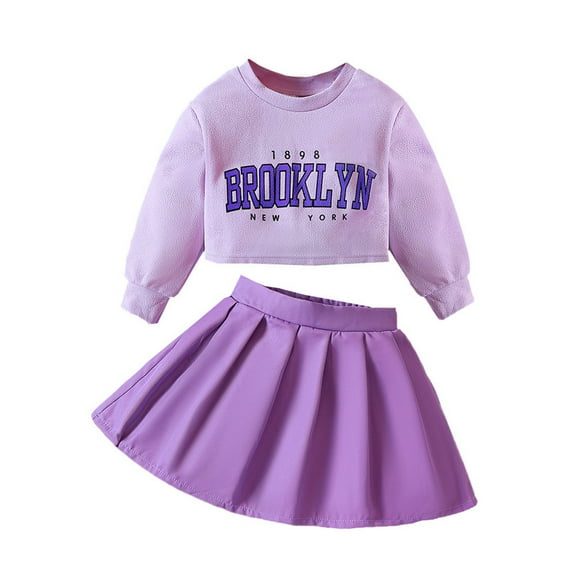 Girls Letter Print Bust Skirt Suit Set Warm Winter Jacket and Skirt Outfit Kids Girls Clothes Stylish Clothing Sets 2 Piece Outfits