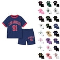 thumbnail image 1 of Girls Letter Print Short Sleeve Shorts Casual Summer Outfit For Toddler Kids, 1 of 6
