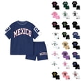 thumbnail image 1 of Girls Letter Print Short Sleeve Shorts Casual Summer Outfit For Toddler Kids, 1 of 6