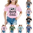 thumbnail image 1 of Girls Letter Printed Round Neck Short Sleeve T-Shirt, Soft Cotton Casual Top, Cute Summer Tee, 2-13 Years, 1 of 4