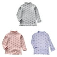 thumbnail image 1 of Girls Lettuce Trim Neck Long Sleeve Shirts Ribbed Knit Slim Fit Base Layer for Toddler Girls Scalloped T-Shirt Cotton Heart Print Blouse Kids Girls Tops Tees, 1 of 8