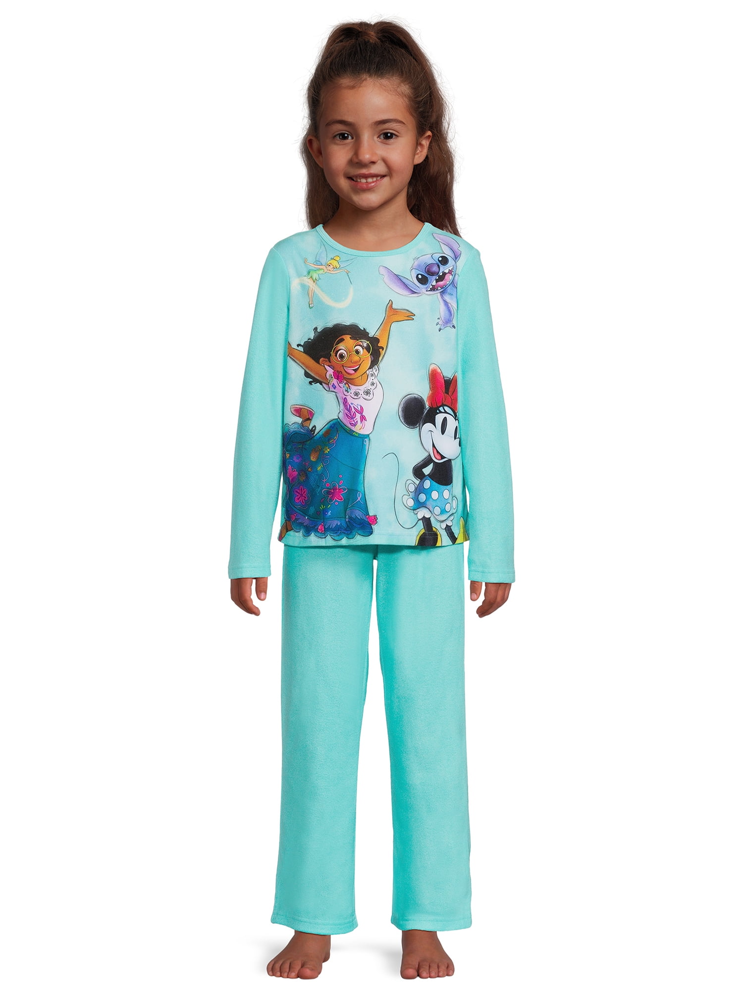 Girls Licensed Character Long Sleeve Top and Pants Sleep Set, 2-Piece,  Sizes 4-12 