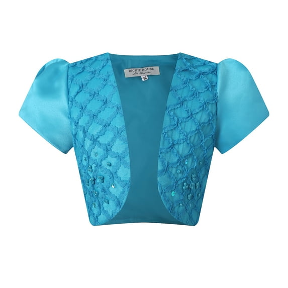 Girls Light Blue Pearl Adorned Bolero 8