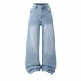 thumbnail image 1 of Girls Light Blue Wide Leg Jeans High Rise Balloon Pants Vintage Washed Denim for Teens Juniors 9-16 Years Stretchy Comfort Fit,Size 15-16 T, 1 of 6