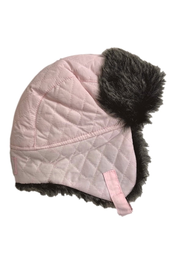 Girls Light Pink Quilted Trapper Hat