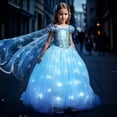 thumbnail image 1 of Princess Costume for Girls – Light Up LED Princess Dress with Snowflake Cape, Sparkly Blue Glow Gown for Halloween, Birthday Party & Cosplay, 1 of 6