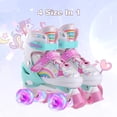 thumbnail image 1 of Girls' Light Up Roller Skates Adjustable 4 Sizes (Ages 3-8)Sparkle Wheels,Green&Pink,Indoor Outdoor Skates for Kids, 1 of 10