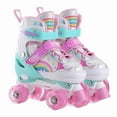 thumbnail image 1 of Girls' Light Up Roller Skates Adjustable 4 Sizes (Ages 3-8)Sparkle Wheels,Green&Pink,Indoor Outdoor Skates for Kids, 1 of 7
