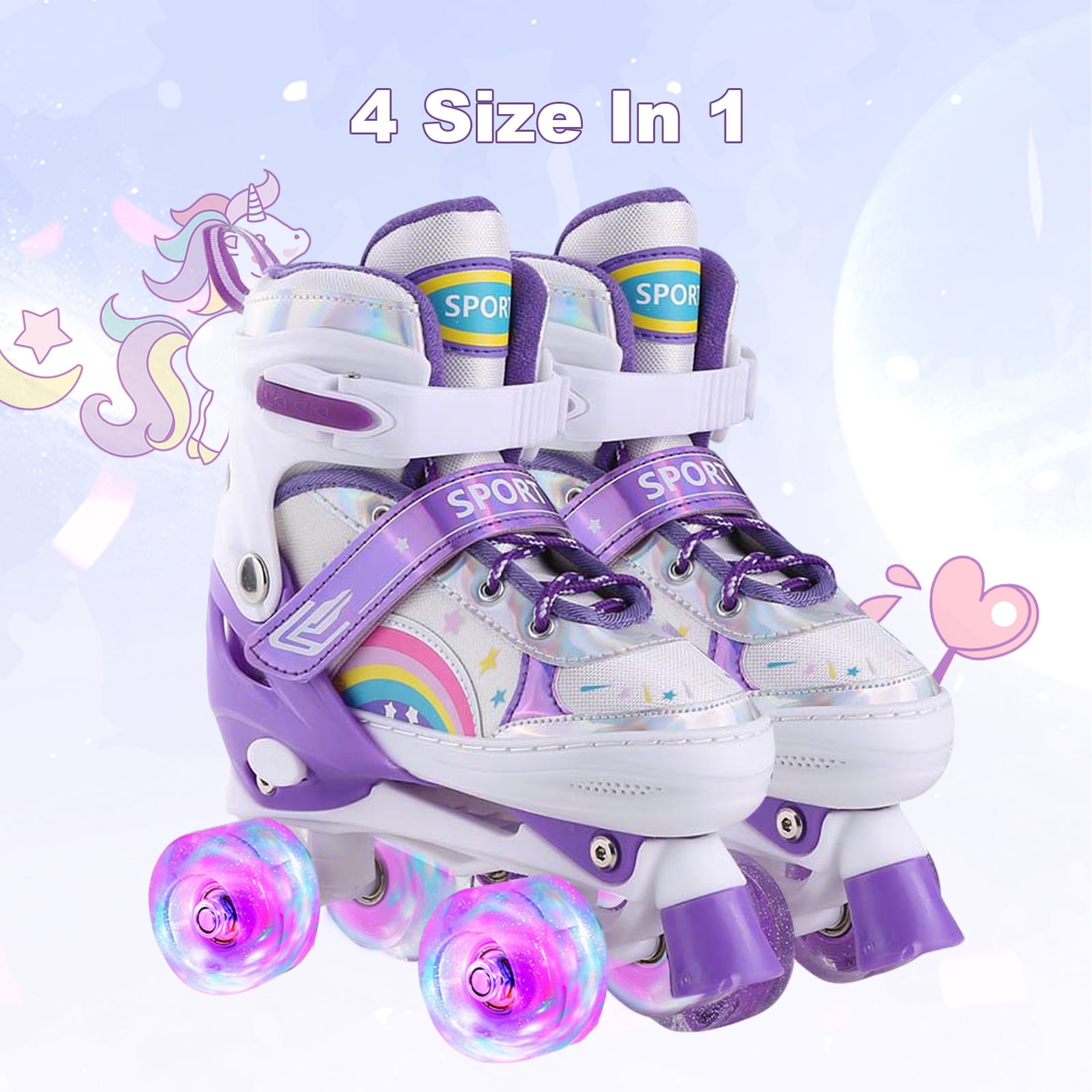 Girls Light Up Roller Skates Adjustable 4 Sizes Ages 7 12 Sparkle girls-light-up-roller-skates-adjustable-4-sizes-ages-7-12-sparkle