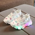 thumbnail image 1 of Girls Light-Up Sneakers with Butterfly Print, Breathable Mesh Lace-Up Shoes, Cushioned Glowing Daddy Shoes for Kids, 1 of 4