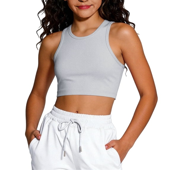 Girls Lightweight Athletic Tank Top for Everyday Play and Sports - Breathable Sleeveless Tee for Youth Comfort and Stretch Fit, 3-6 Years, Grey
