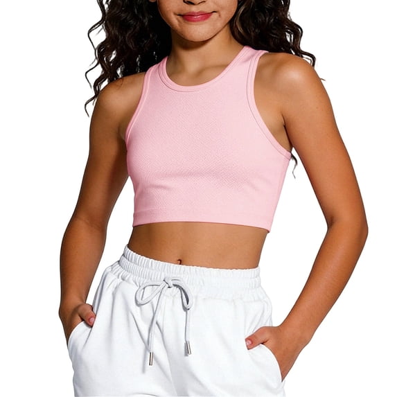Girls Lightweight Athletic Tank Top for Everyday Play and Sports - Breathable Sleeveless Tee for Youth Comfort and Stretch Fit, 6-8 Years, Pink