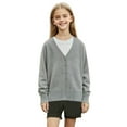 thumbnail image 1 of Girls Lightweight Cardigan Sweater Size 7 Basic Open Front V Neck Cardigans School Uniform Kids Casual Cute Outwear Dark Gray, 5-6 Y, 1 of 6